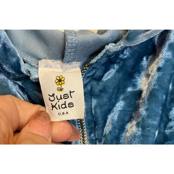 Velour zip up jacket | Blue | Kids Large 10/12 | Velvet | Y2k | Millenium | - Picture 3 of 3
